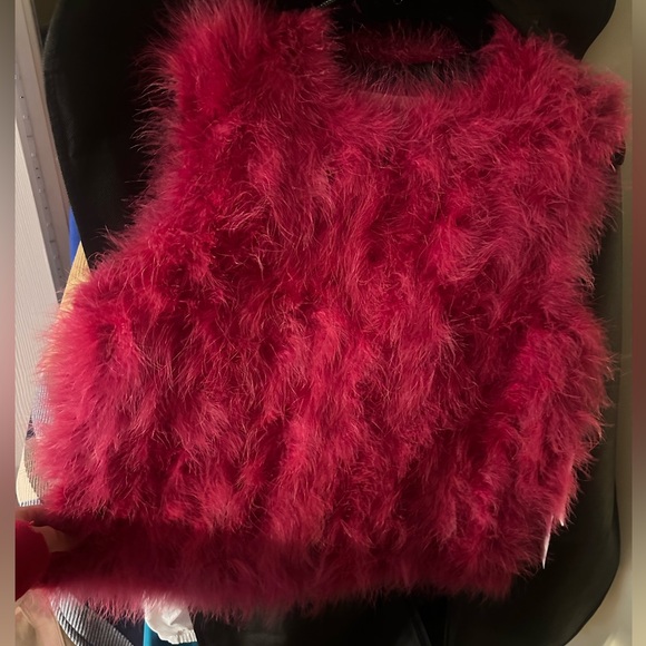 Yves Salomon Jackets & Blazers - Yves Salomon Hot Pink Feather Vest